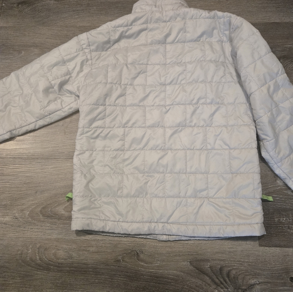 Patagonia Light Gray Puffy Jacket with Lime Accents - Picture 2 of 4